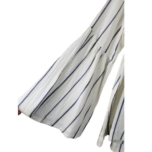 Sanctuary White Blue Strip Peasant Women Blouse S NWT - Picture 3 of 7